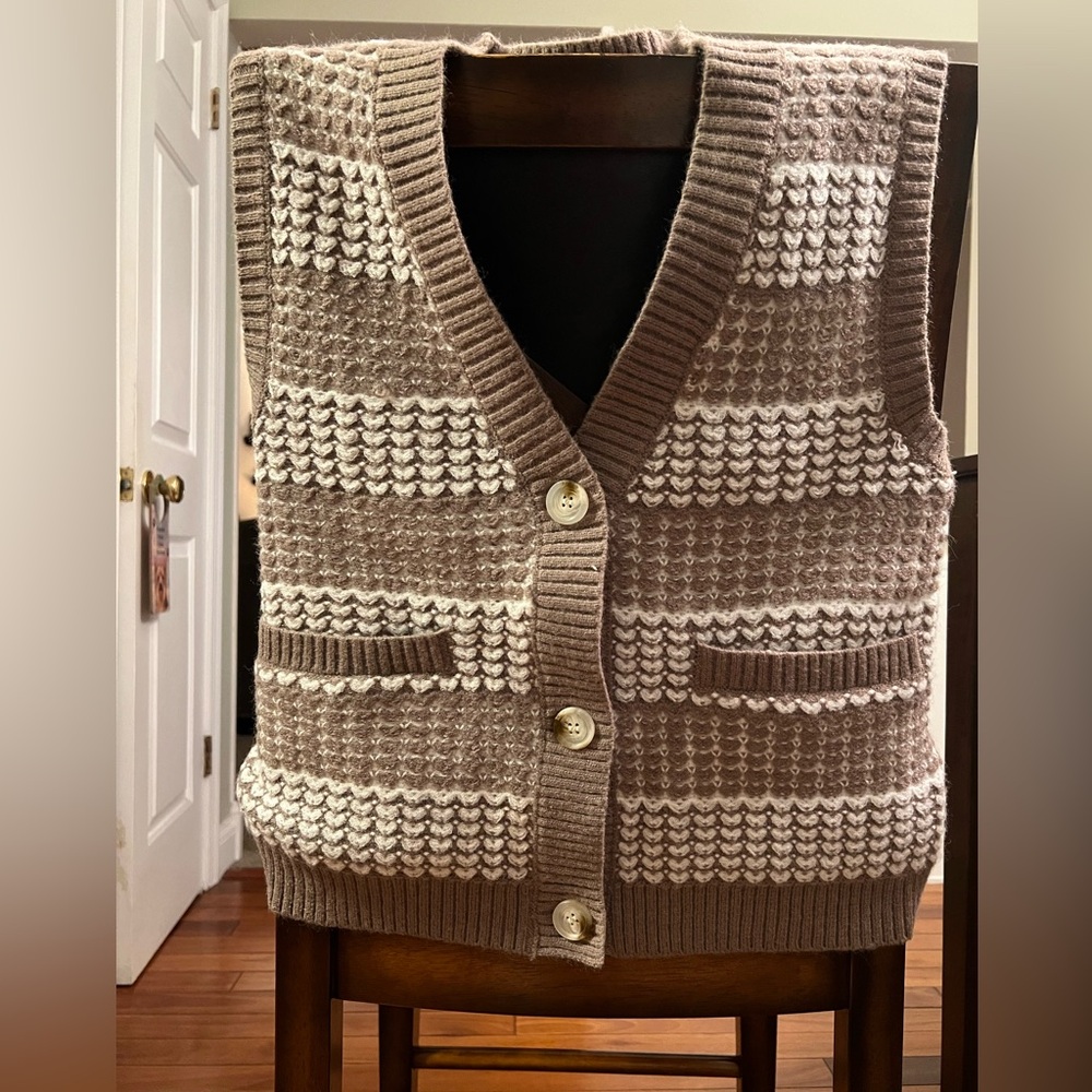 Hem & Thread Textured Button Sweater Vest